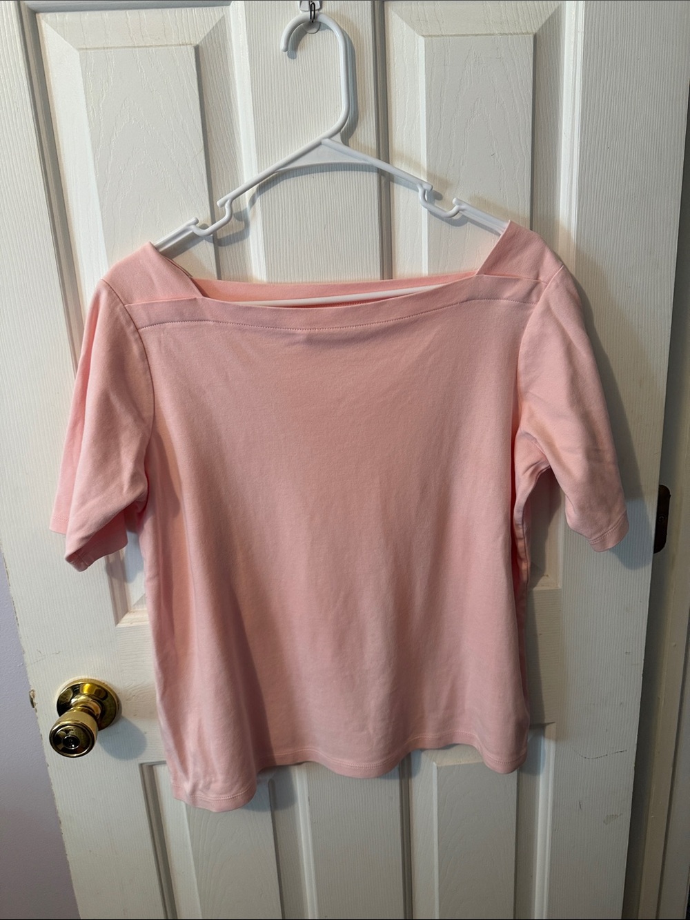 L.L. Bean Pink Boat Neck Short Sleeve Top